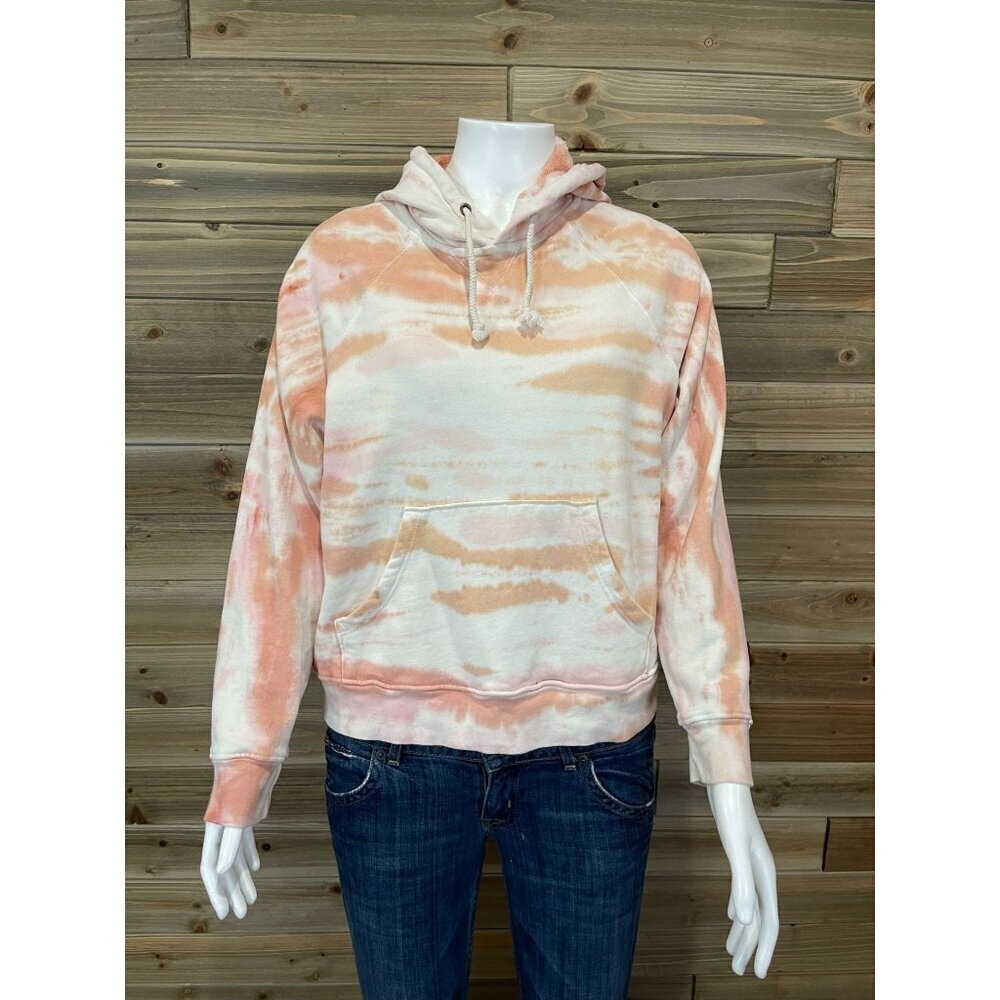 Mother The Square Tie Dye Hoodie Small Pink Orange Peach Sweatshirt Long Sleeve
